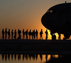 image of soldiers in sunset